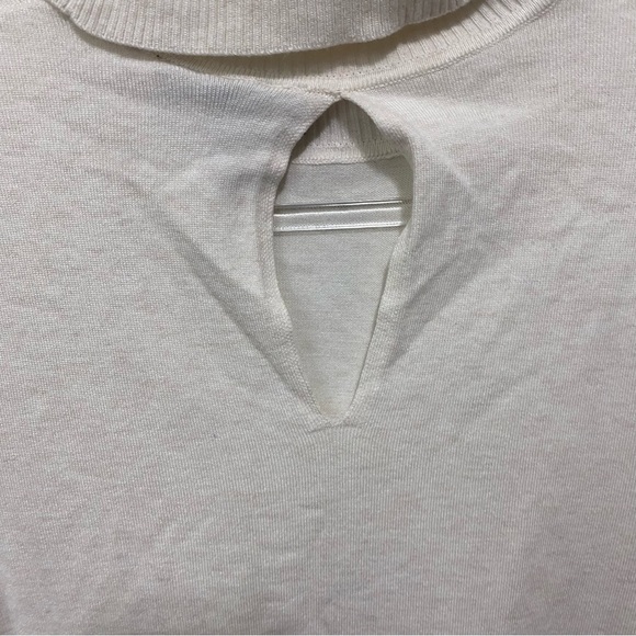 Lane Bryant Ivory Soft Ribbed Mock Neck Short Sleeve Stretch Top - Picture 4 of 6